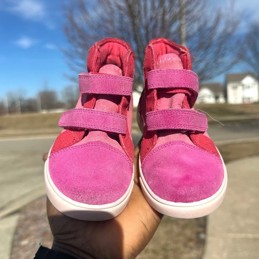 UGG Girl's T Rennon II Suede Leather Mashup Colorblock Sneakers Size 9 Pink Red‎